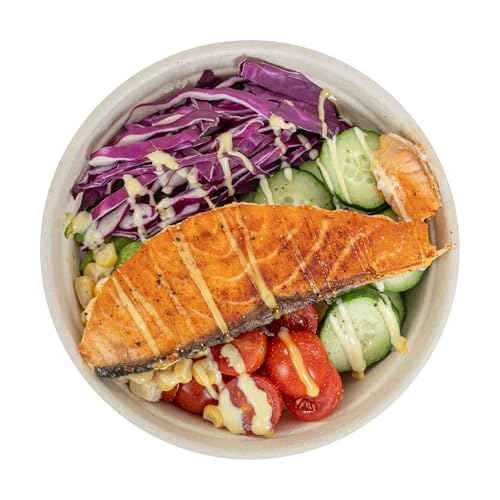 Restaurantware Pulp Tek 32 Ounce Bagasse Bowls 100 Grease Impervious Salad Bowls - Lids Sold Separately Microwavable Bagasse Bowls Reinforced Rim Freezable Unbleached For Salads Or More