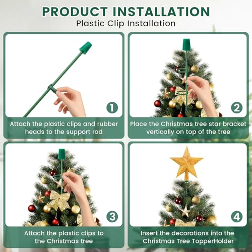 Christmas Tree Topper Holder Set with Adjustable Clips & Supports