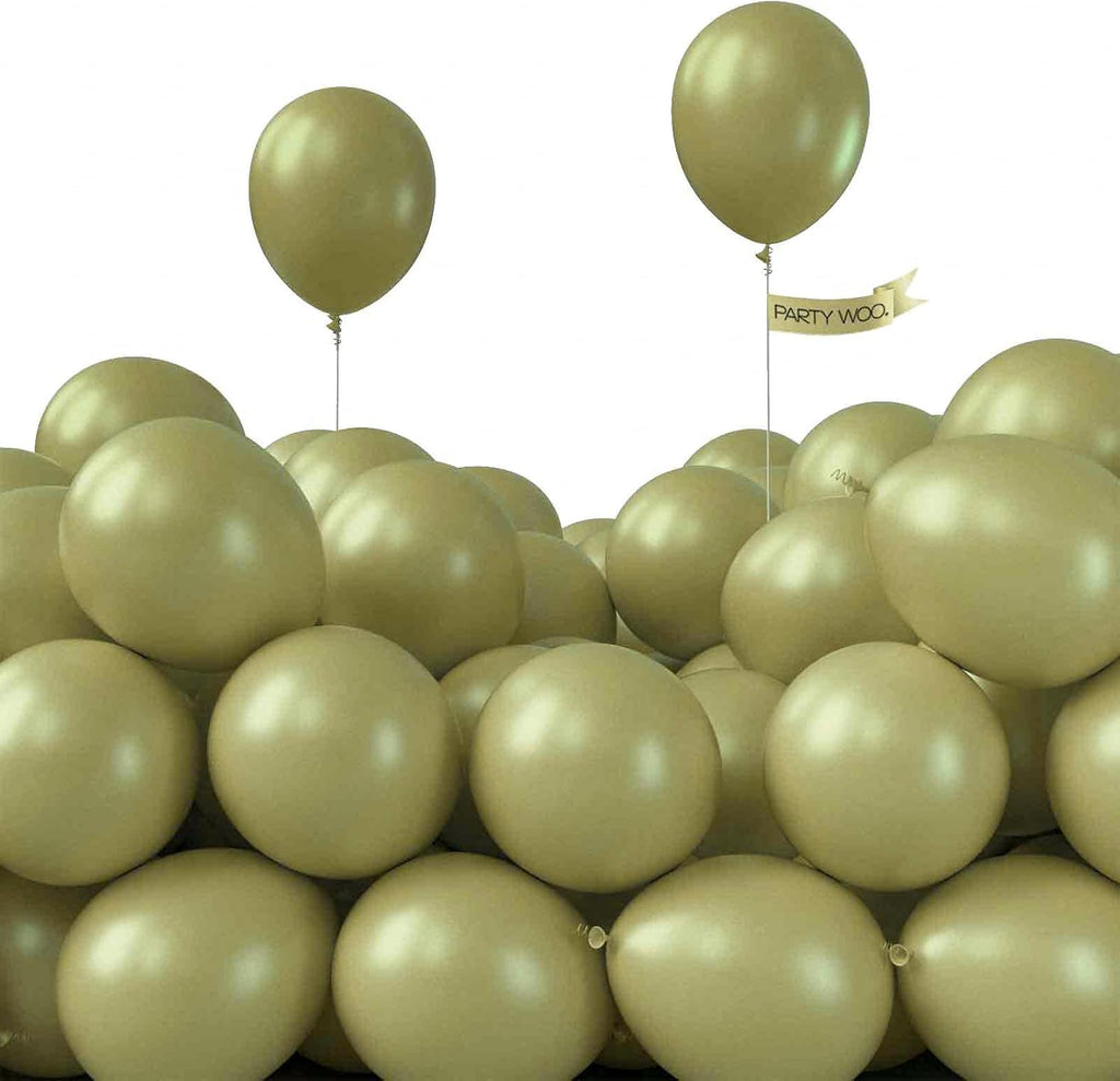 PartyWoo Sage Green Balloons - 100pcs 5-Inch Olive Latex Balloons for Boho-Themed Celebrations