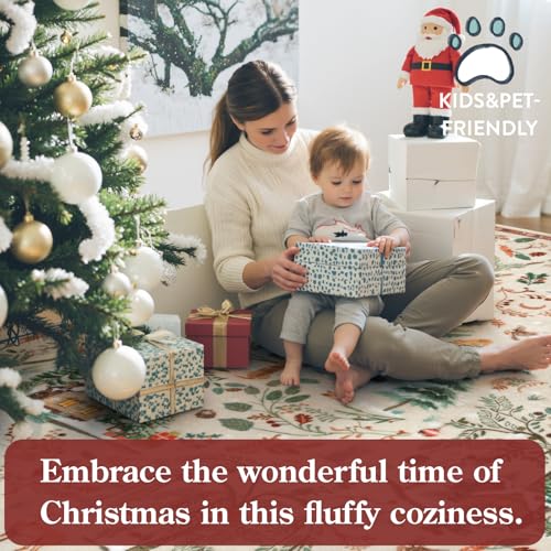 Lahome Christmas Entryway Rug 2' x 3' Beige Non Slip Holiday Door Mat