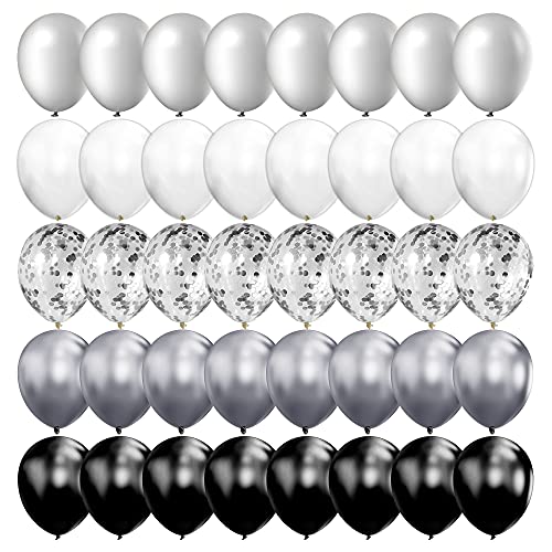 100pcs 12-Inch Metallic & Confetti Balloons for Party Decor