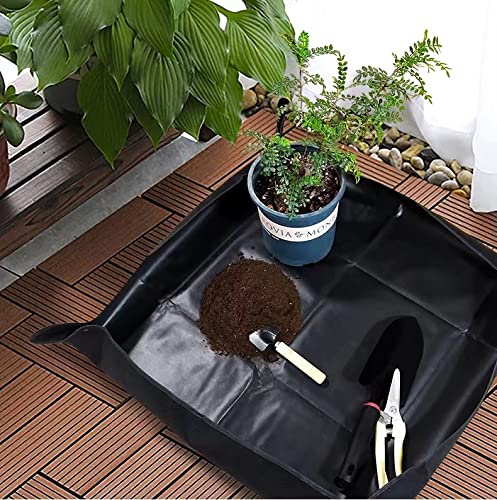 BIUWING 2-Pack 39.4x39.4 Inch Waterproof Foldable Plant Repotting Mat for Indoor Gardening