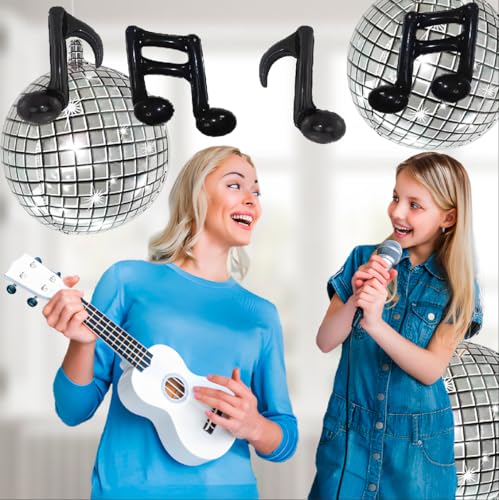 FBQ 18-Inch Silver Music Note Foil Balloon - Disco Themed Party Decor