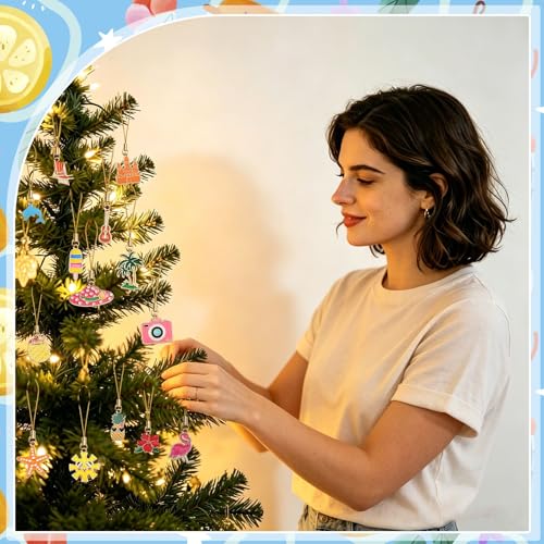 AUGSUN 36-Piece Beach Style Summer Ornaments for Small Christmas Trees