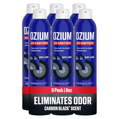 Ozium Air Sanitizer & Odor Eliminator Spray, Carbon Black, 8 oz (Pack of 6)