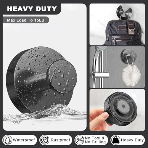 Stusgo 4-Pack Matte Black Suction Cup Hooks - Heavy Duty O-Shape Hanger