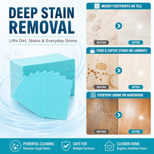 Mzvknbsm Blue Disposable Floor Cleaning Tablets Pack of 200 for Multi-Surface Mopping
