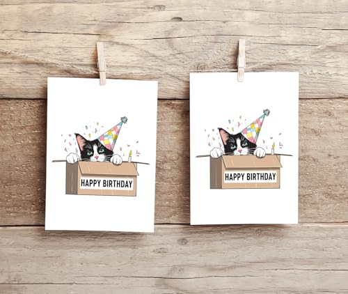 Funny Cat Birthday Card - 5x7 Birthday Hat Design for Kids