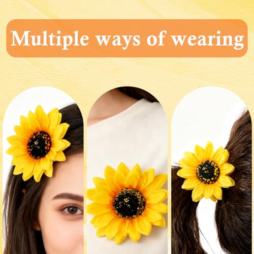 Erioctry 6PCS Sunflower Hair Alligator Clips 10cm Yellow Floral Barrettes