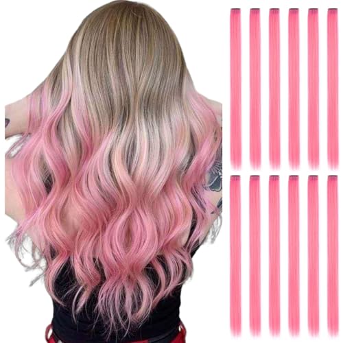BUMMSEVEN 22" Straight Colored Clip-In Hair Extensions - Pink (12 Pcs)