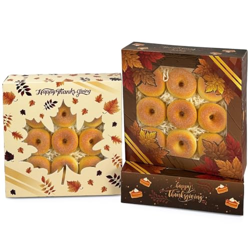Thanksgiving Cookie Gift Boxes with Window - 10x10x2.5 Inch, 30 Pack