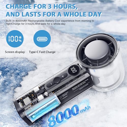 DONGULI 8000mAh Portable Handheld Turbo Fan with Ice Compress