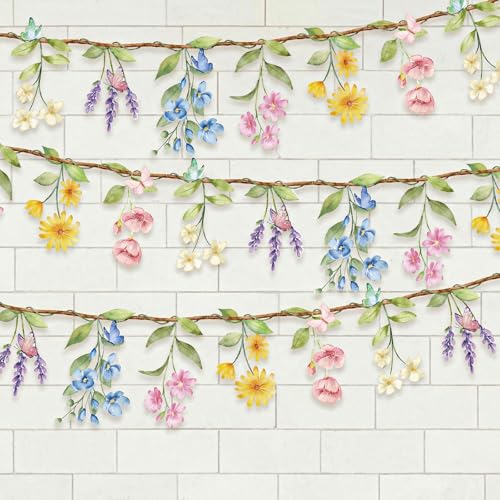 Wildflower Garland 2 Pack - Natural Flower Party Decorations, DIY Garden & Baby Shower Decor