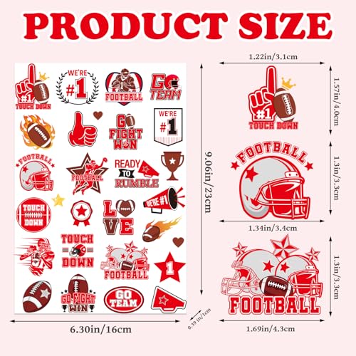 Red Team Spirit Glitter Temporary Tattoos - 180 Pcs