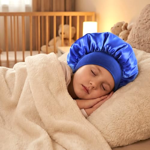2-Pack Kids Satin Sleep Bonnet with Wide Elastic Band for Curly Hair