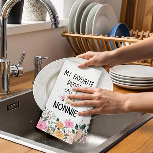 Nonnie Kitchen Towels - Decorative Hand Towels for Grandma, 16x24in