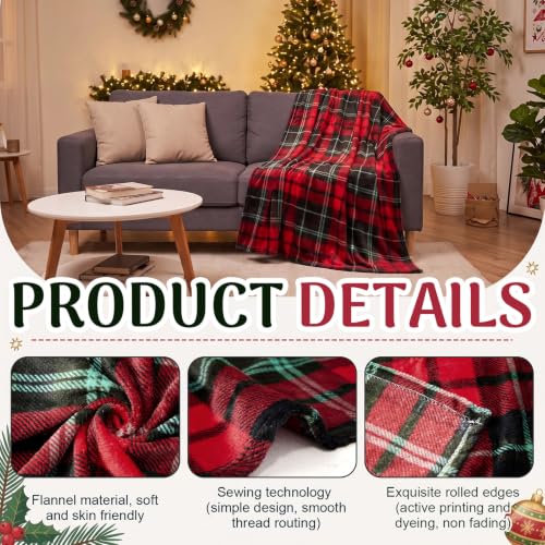Christmas Plaid Throw Blankets Bulk Set - Red and Green, 50x60 Inches