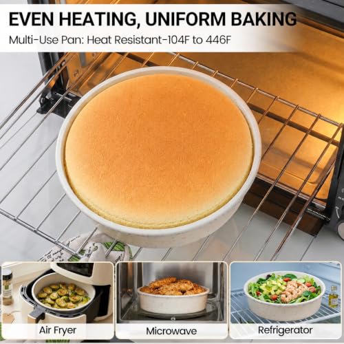 CAKETIME 8-Inch Silicone Round Cake Pan Set of 2, Non-Stick, BPA-Free, Cream