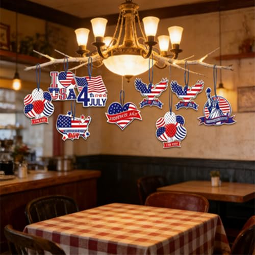 Independence Day Door Sign Decorations - Patriotic 9-Piece Set