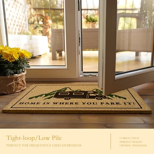 Mountain Camping Welcome Mat - 17x30 Inch Indoor Outdoor Doormat