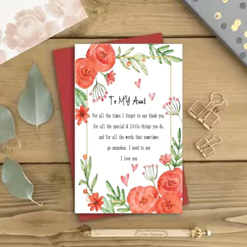 Watercolor Floral Thank You Card for Aunt - Heartfelt Message