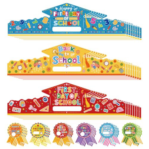 24 Sets First Day of School DIY Paper Crowns with Stickers for Kids