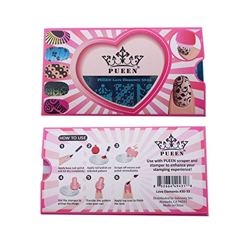 PUEEN Nail Art Stamping Plate - Love Elements #2 Stainless Steel Manicure