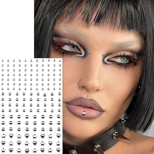 Face Gems Fake Piercings Rhinestone Stickers for Rave Y2K Makeup