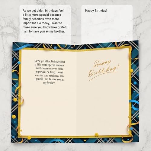 Blue Brother Birthday Card - Made in USA, Premium Thick Cardstock with Envelope