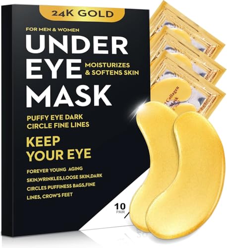 Bukamkom 24K Gold Under Eye Patches - 10 Pairs Anti-Aging Eye Masks