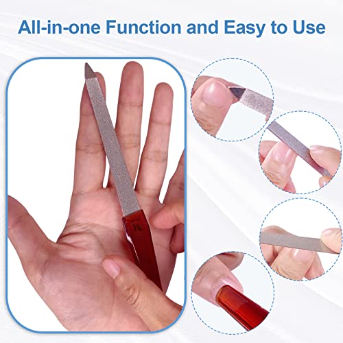 AhaTopia Stainless Steel Metal Nail Files 6-Pack with Pointed Tip