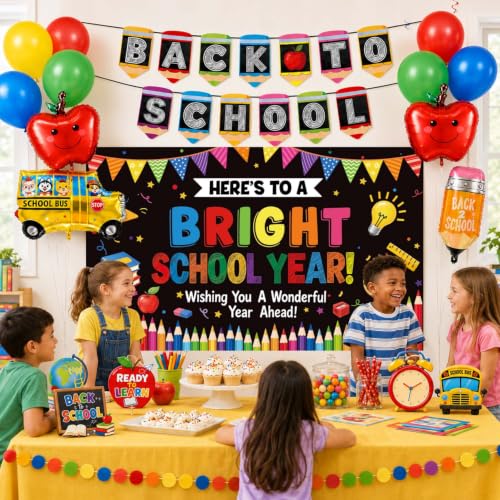 Complete Back to School Decorations Set with Banner & Balloons