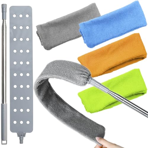 Retractable Gap Dust Cleaner with 100" Extendable Pole & 4 Cloths