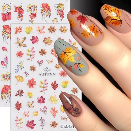 SeBneny Autumn Fall Leaves & Pumpkin 5D Self-Adhesive Nail Art Stickers