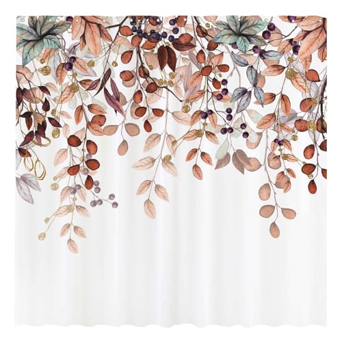 Funnytree 72x72 Watercolor Autumn Shower Curtain - Waterproof & Machine Washable