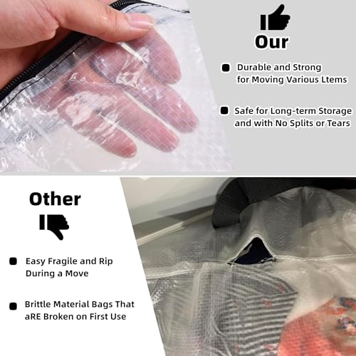 Extra Large Clear Moving Bags - Heavy Duty Storage Tote with Handles, 1 Pack
