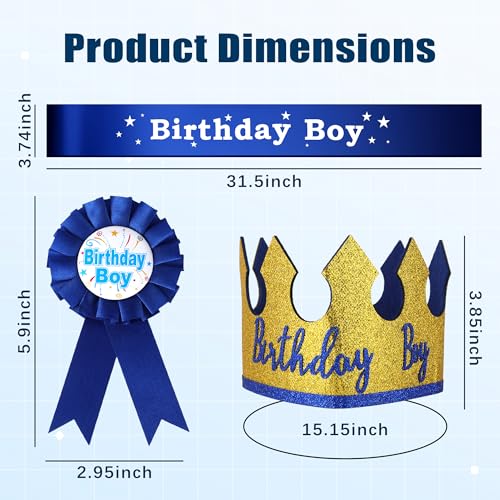 3-Pack Birthday Boy Crown Hats for Kids' Parties | Eiodoni