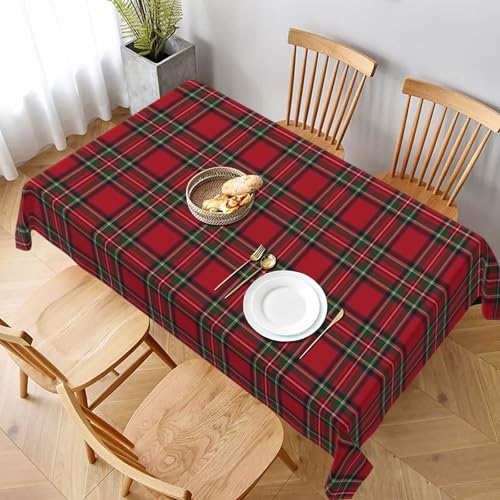 Christmas Checkered Tablecloth Rectangle 60x104 Inch Red Green Holiday Picnic Cover - Retro Plaid Fabric