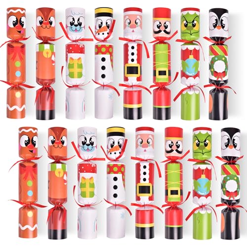 Christmas No Snap Party Favors with Hats and Prizes - 18 Pack