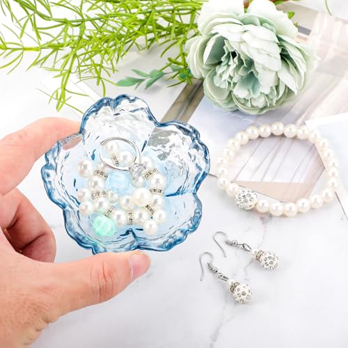 Qianyu Blue Flower Glass Ring Dish – Aesthetic Trinket Tray & Key Bowl