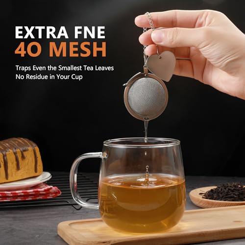 Stainless Steel Tea Infuser 2 Pack – Fine Mesh Loose Leaf Tea Strainers with Bonus Scoop