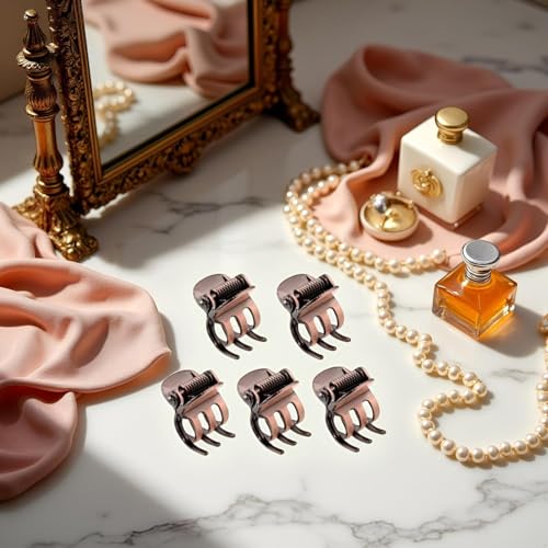 5-Piece Mini Metal Hair Claw Clips with Pearl Accents for Styling