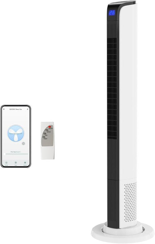 Bonnlo 42" Smart Tower Fan - Quiet Floor Fan with APP & Remote Control, 3 Modes, 3 Speeds, Oscillating Design