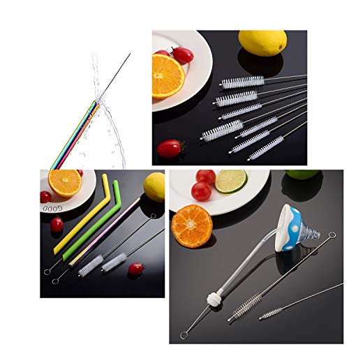 10-Pack Flexible Straw Cleaning Brushes - 8.2 Inch Nylon & Stainless Steel