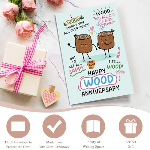 Funny 5th Anniversary Card for Him or Her - Heartfelt Gift