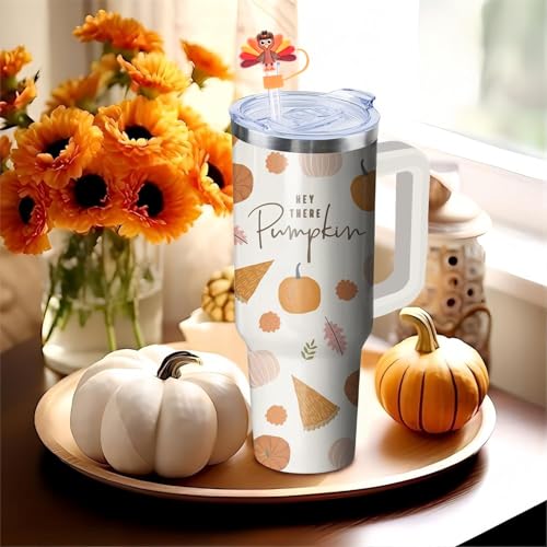 12pcs Fall Straw Toppers for Stanley Cup Thanksgiving Autumn Straw Covers 10mm Silicone Drinking Tip Covers for Stanley Cup Accessories