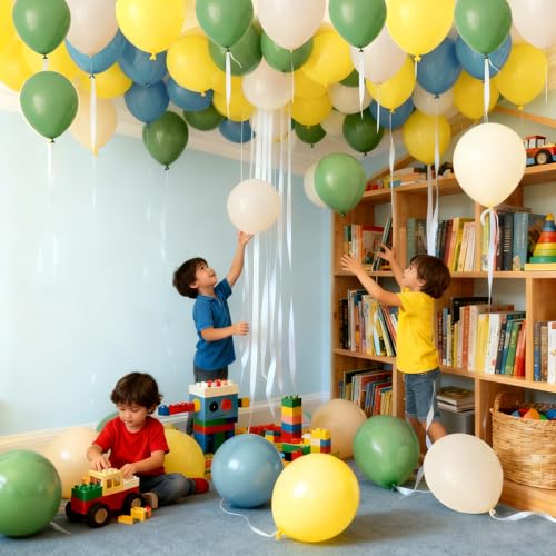 Sage Green & Dusty Blue Balloons Set - 60 Pcs for Parties