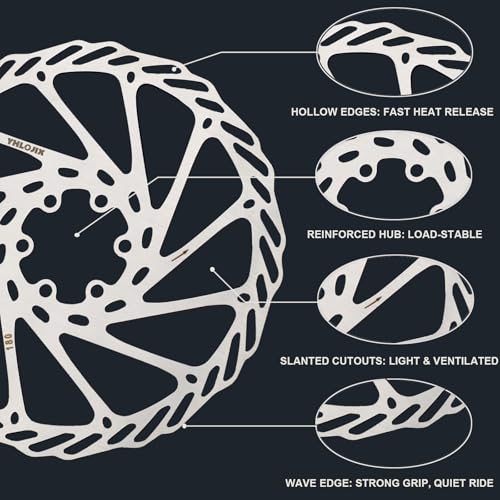 180mm Disc Brake Rotor With 6 Bolts & T25 Torx Tool, Stainless Steel Bike Rotor for Mountain Bike/Road Bike/MTB/BMX, Fits 44mm Threaded Hub (Anti-Rust & Heat-Resistant) (180mm*1pcs)