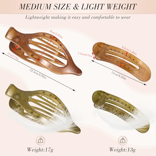 Flat Hair Claw Clips 8 Pcs Set - Non-Slip Matte Lay-Flat Hair Barrettes