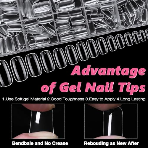 Lifextol 300pc Medium Oval Soft Gel Nail Tips Clear Press On Nails